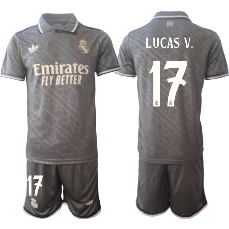 Men 2024-2025 Club Real Madrid away Grey #17 Soccer Jersey->real madrid jersey->Soccer Club Jersey
